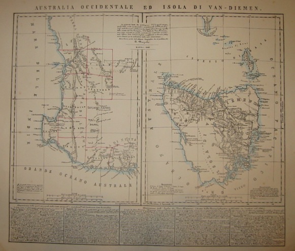 Marzolla Benedetto Australia occidentale ed Isola di Van-Diemen 1854 Napoli 